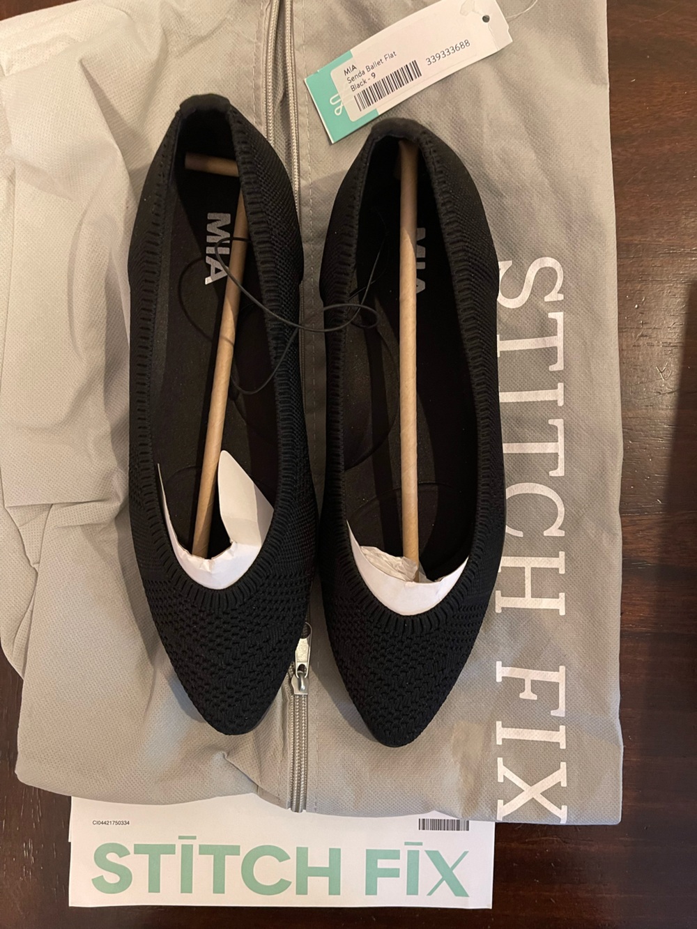 MIA Black Knit Pointed Ballet Flats